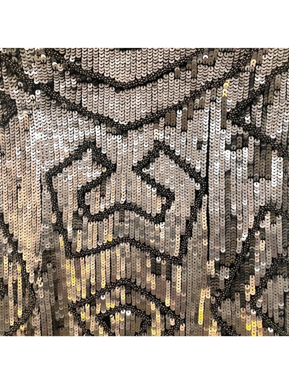 PARKER Gold Sequin V-Neck Geometric Silk Dress - Picture 4 of 4
